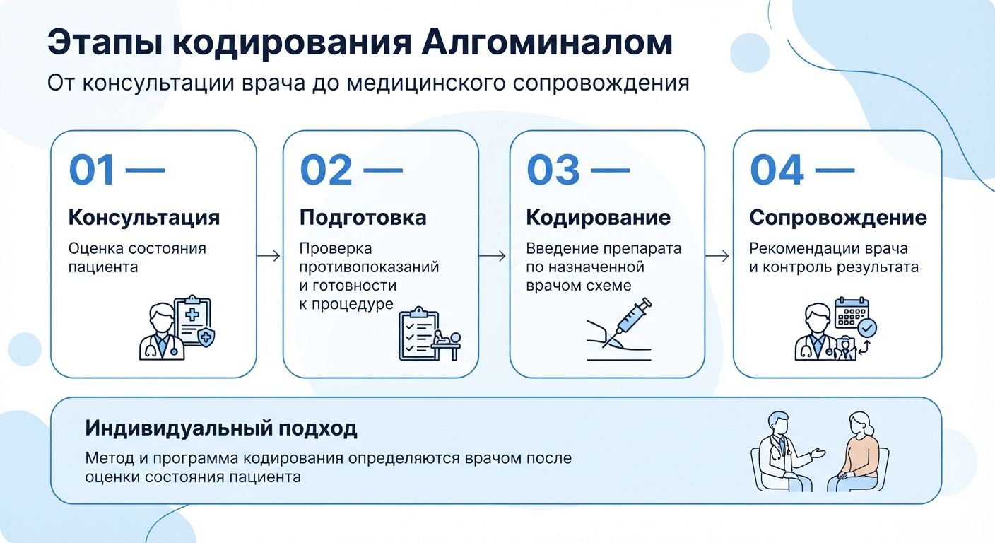 Кодирование препаратом «Алгоминал» в Нерехте инфографика